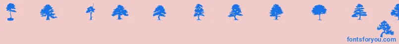 Fonte SubiktoTreeBeta – fontes azuis em um fundo rosa