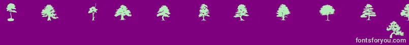 SubiktoTreeBeta-fontti – vihreät fontit violetilla taustalla