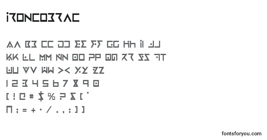 Schriftart Ironcobrac – Alphabet, Zahlen, spezielle Symbole