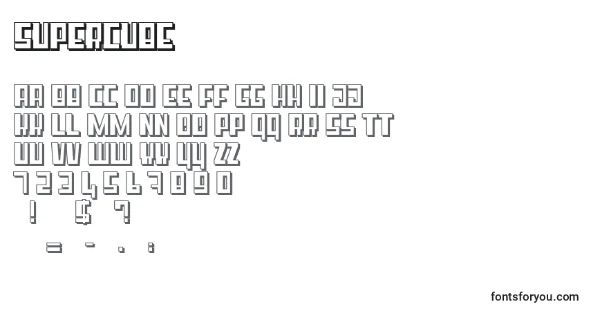 Czcionka SuperCube – alfabet, cyfry, specjalne znaki