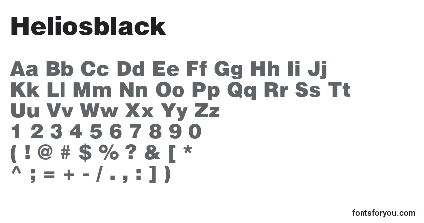 Schriftart Heliosblack (102024) – Alphabet, Zahlen, spezielle Symbole