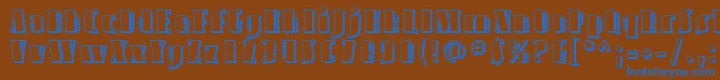 フォントAvondaleShaded – 茶色の背景に青い文字