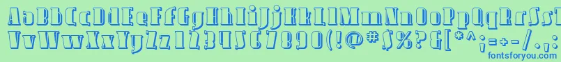 AvondaleShaded-Schriftart – Blaue Schriften auf grünem Hintergrund