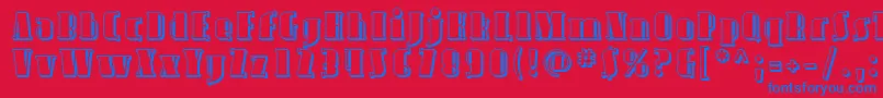 AvondaleShaded-Schriftart – Blaue Schriften auf rotem Hintergrund