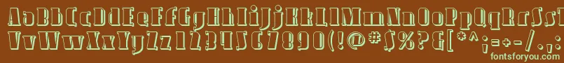 フォントAvondaleShaded – 緑色の文字が茶色の背景にあります。