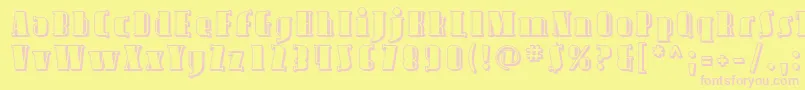 AvondaleShaded-fontti – vaaleanpunaiset fontit keltaisella taustalla