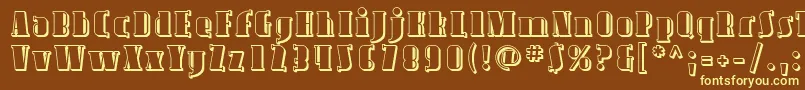 AvondaleShaded-fontti – keltaiset fontit ruskealla taustalla