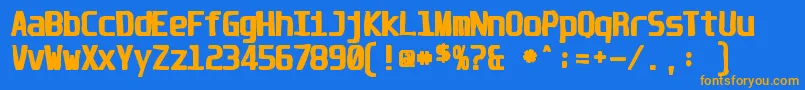 Unispaceink-Schriftart – Orangefarbene Schriften auf blauem Hintergrund