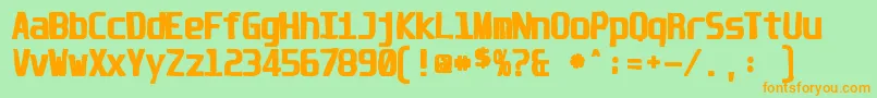 Fonte Unispaceink – fontes laranjas em um fundo verde