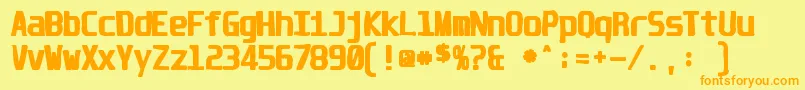 Unispaceink-Schriftart – Orangefarbene Schriften auf gelbem Hintergrund