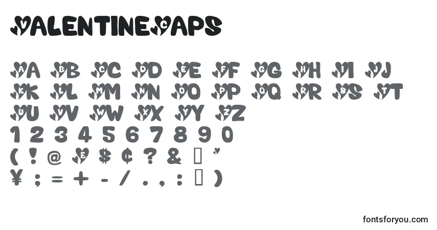 Czcionka ValentineCaps – alfabet, cyfry, specjalne znaki