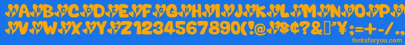ValentineCaps Font – Orange Fonts on Blue Background