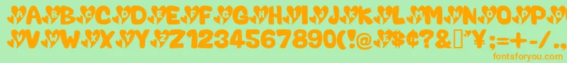 ValentineCaps Font – Orange Fonts on Green Background