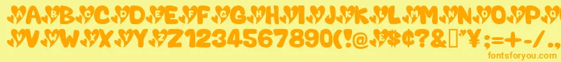 ValentineCaps Font – Orange Fonts on Yellow Background