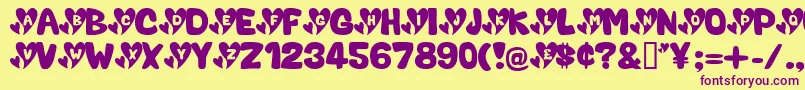 ValentineCaps Font – Purple Fonts on Yellow Background