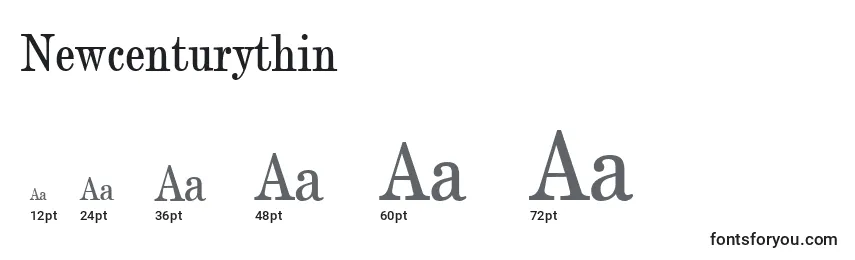 Размеры шрифта Newcenturythin