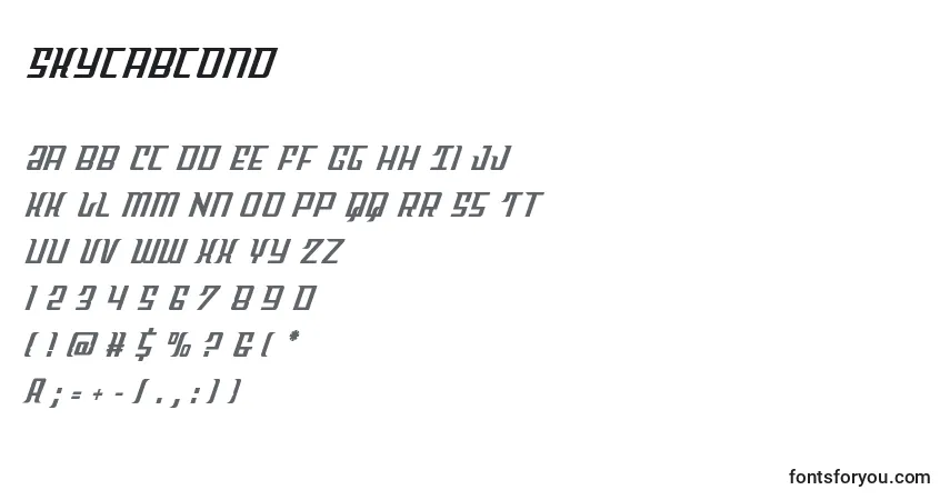 Czcionka Skycabcond – alfabet, cyfry, specjalne znaki