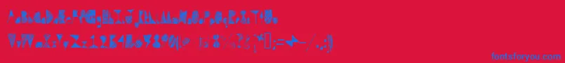 フォントQuestradoodle – 赤い背景に青い文字