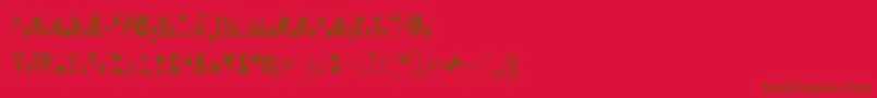Fonte Questradoodle – fontes marrons em um fundo vermelho