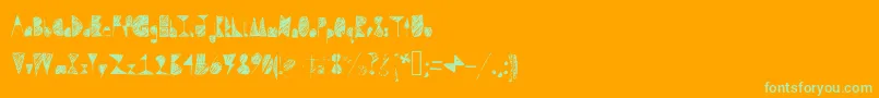 Questradoodle-Schriftart – Grüne Schriften auf orangefarbenem Hintergrund
