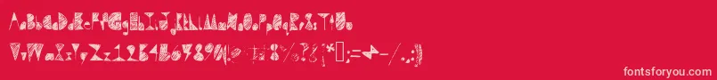 Czcionka Questradoodle – różowe czcionki na czerwonym tle
