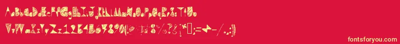 Questradoodle-Schriftart – Gelbe Schriften auf rotem Hintergrund