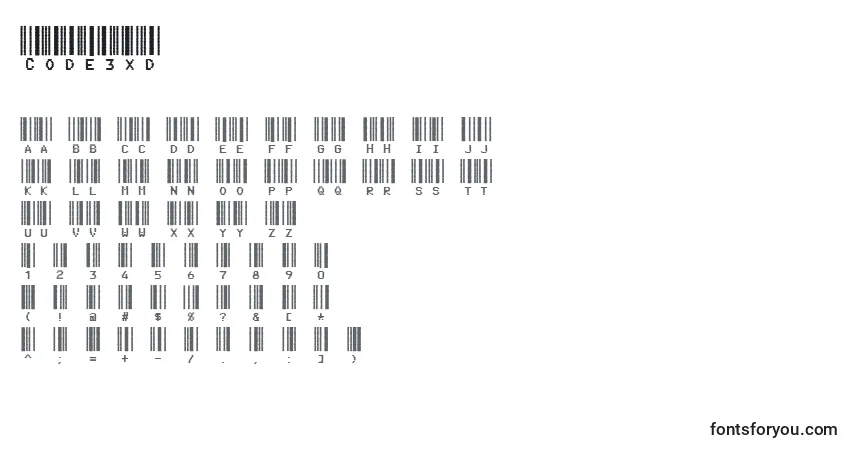 Schriftart Code3xD – Alphabet, Zahlen, spezielle Symbole