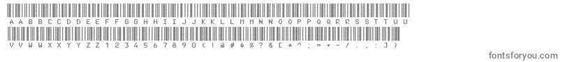 Code3xD-fontti – harmaat kirjasimet valkoisella taustalla