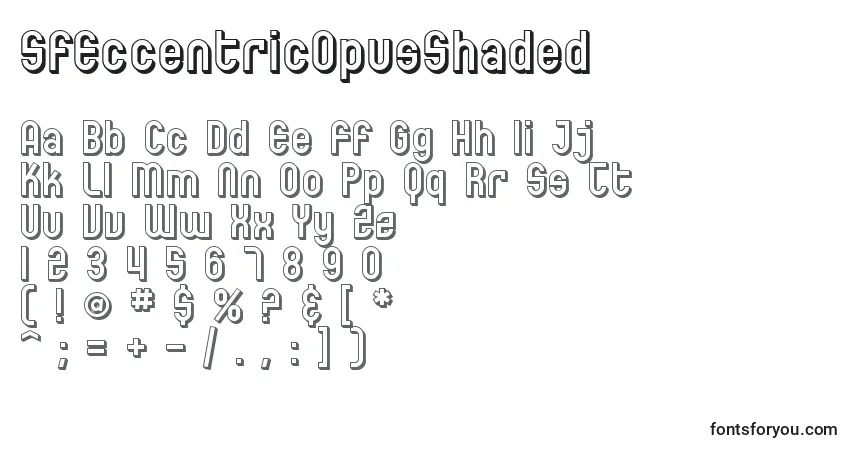 Шрифт SfEccentricOpusShaded – алфавит, цифры, специальные символы