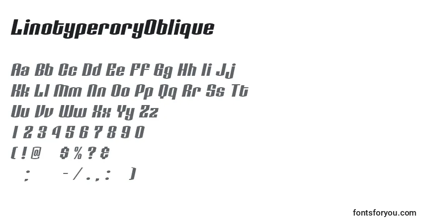 Шрифт LinotyperoryOblique – алфавит, цифры, специальные символы