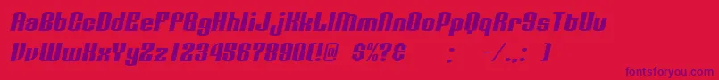 LinotyperoryOblique-Schriftart – Violette Schriften auf rotem Hintergrund