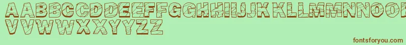 Fonte BrokenFluid – fontes marrons em um fundo verde