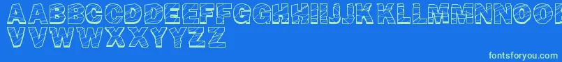 BrokenFluid-Schriftart – Grüne Schriften auf blauem Hintergrund