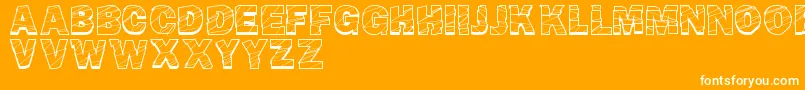 BrokenFluid-Schriftart – Weiße Schriften auf orangefarbenem Hintergrund