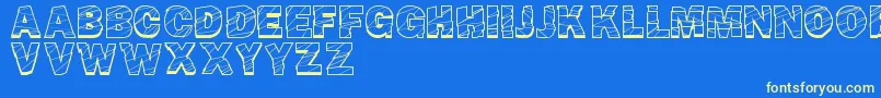 BrokenFluid-Schriftart – Gelbe Schriften auf blauem Hintergrund