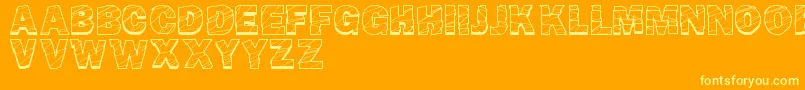 BrokenFluid-Schriftart – Gelbe Schriften auf orangefarbenem Hintergrund