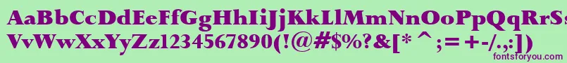 Lapidary333BlackBt Font – Purple Fonts on Green Background