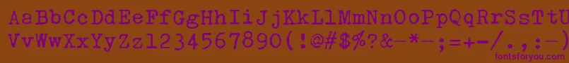 フォントOlivettiValentine – 紫色のフォント、茶色の背景