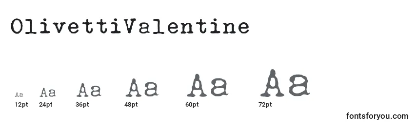 Размеры шрифта OlivettiValentine