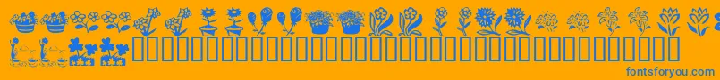 KrKatsFlowers4-Schriftart – Blaue Schriften auf orangefarbenem Hintergrund