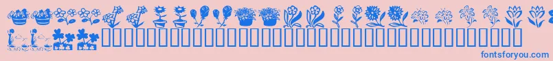 KrKatsFlowers4-Schriftart – Blaue Schriften auf rosa Hintergrund