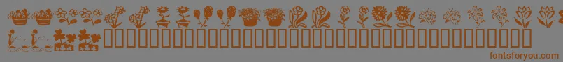 KrKatsFlowers4 Font – Brown Fonts on Gray Background