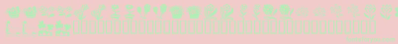 KrKatsFlowers4 Font – Green Fonts on Pink Background