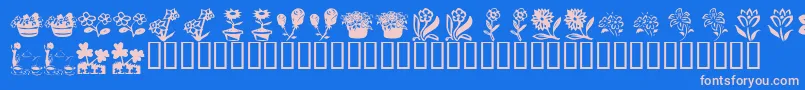 KrKatsFlowers4 Font – Pink Fonts on Blue Background