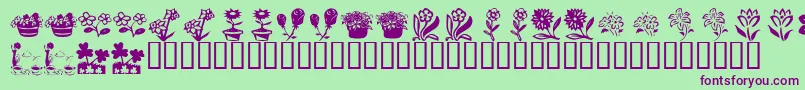 KrKatsFlowers4 Font – Purple Fonts on Green Background