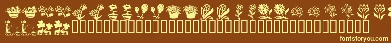 KrKatsFlowers4 Font – Yellow Fonts on Brown Background