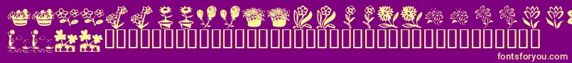 KrKatsFlowers4 Font – Yellow Fonts on Purple Background