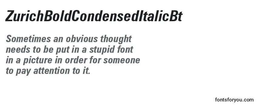 Review of the ZurichBoldCondensedItalicBt Font