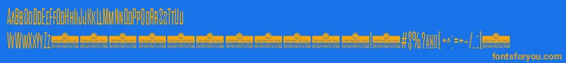 CinematograficaExtralightTrial-Schriftart – Orangefarbene Schriften auf blauem Hintergrund