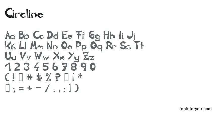 Schriftart Circline – Alphabet, Zahlen, spezielle Symbole